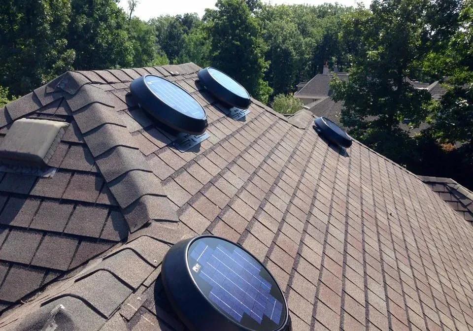 SunRise solar attic fan installed on a residential roof